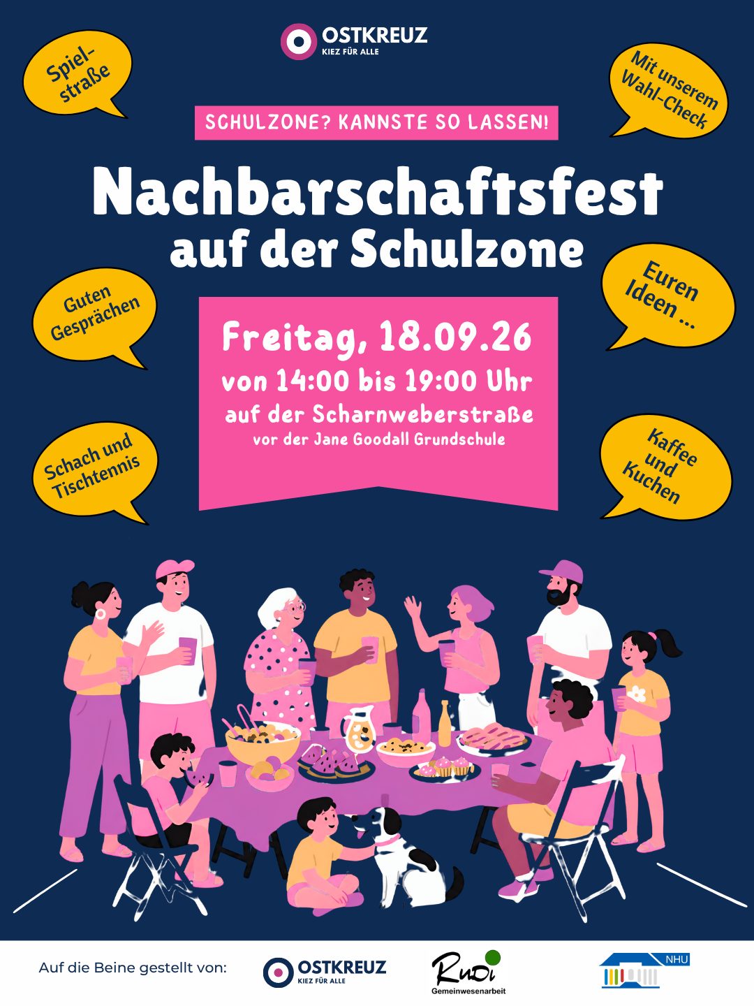 18.09. – Nachbarschaftsfest in der Schulzone Scharnweberstraße
